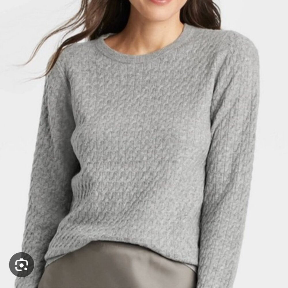 A New Day Women's Crewneck Cable-knit Pullover Sweater Gray Size XL - Picture 8 of 8